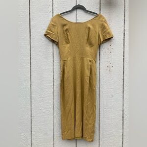 Vintage 1960s Edith Flagg California Mustard Cap Sleeve A-Line Dress